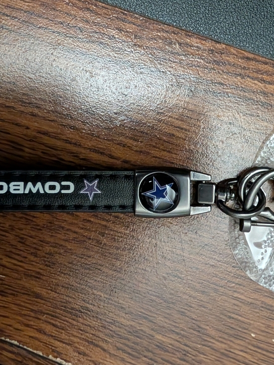 Other - Cowboys Black Star Leather Keychain